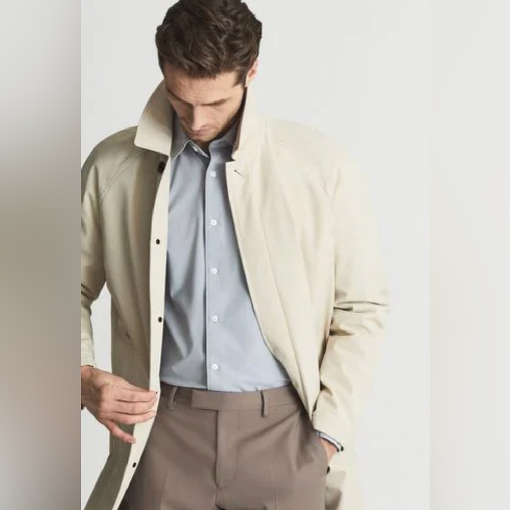 NWT Calvin Klein Men’s Single Breasted Trench in Stone Size LRG